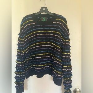 Arty & Unique Spiky Stripy Colorful Crew Neck Sweater Pretty Snake Brand size XL